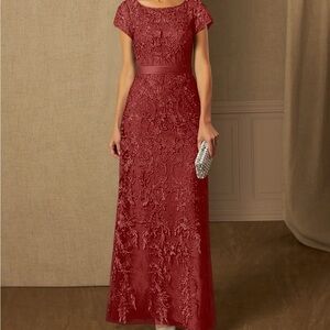 AZAZIE DORIT Rust Sheath Scoop Lace Dress